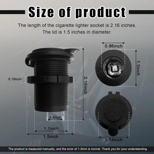 Miniatura 2 de Kit de bricolaje de enchufe de encendedor de cigarrillos de 12 V, impermeable, ATV, RV, encendedor de cigarrillos, reemplazo de toma de corriente