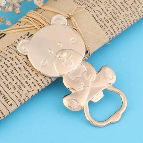 Miniatura 5 de Paquete de 15 abridores de botellas de oso para recuerdos de baby shower, abridor de cerveza de metal para invitados, recuerdos de fiesta, Blanco