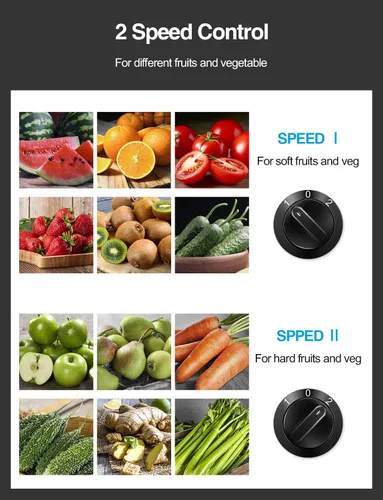 Miniatura 3 de QCen Máquina exprimidora, extractor de exprimidor centrífugo de 500 W con boca ancha de 3 pulgadas, canal de alimentación para frutas y verduras