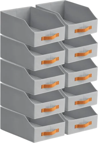 Miniatura 15 de Homsorout Contenedores de almacenamiento de tela para organizar, paquete de 6 cajas de almacenamiento grandes trapezoidales plegables con asa