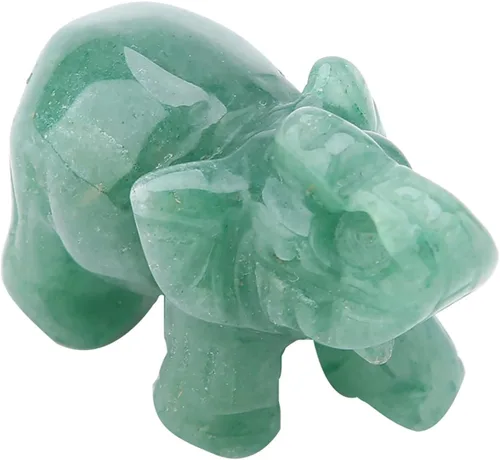 Miniatura 4 de Akozon Figuras de 2 pulgadas de jade tallado de elefante de cristal, decoración del hogar, artículo de mobiliario (turina verde)