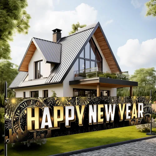 KatchOn Cartel grande de feliz año nuevo 2025 – 120 x 20 pulgadas | Cartel de Año Nuevo y decoraciones para suministros de fiesta de NYE
