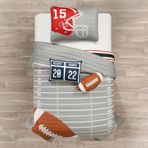 Miniatura 15 de Lush Decor Edredón reversible de fútbol americano tamaño individual de 4 piezas en negro y azul marino - Juego de ropa de cama para niños pequeños