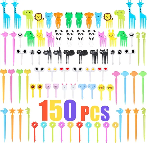 Miniatura 8 de 150 piezas de púas de comida animal para niños, Vicuna R divertidas púas de comida para niños para accesorios de caja bento, palillos de dientes