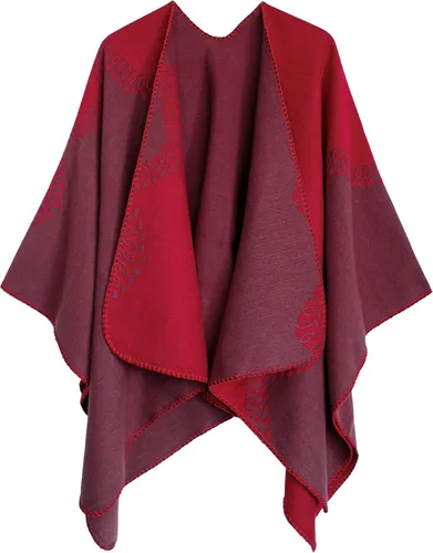 Miniatura 16 de Urban CoCo Poncho de colores para mujer, chal con frente abierto, color en bloques