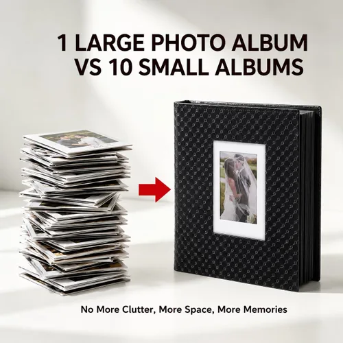 Miniatura 2 de RECUTMS - Álbum de fotos de 4 x 6 pulgadas, 600 bolsillos, páginas interiores negras, piel sintética de grano de botón, para fotos de cumpleaños