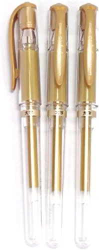 Miniatura 4 de Uni-Ball Signo Broad Point Gel Impact Pen Tinta Dorada, 0.039 in, 3 bolígrafos por paquete (importación de Japón) [Paquete original Komainu-Dou]