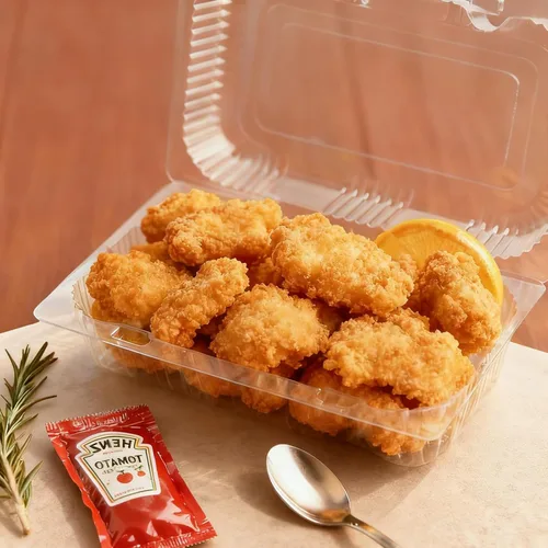 Miniatura 4 de Kaderron Contenedor de plástico desechable con bisagras – 70 recipientes de alimentos transparentes con forma de almeja, tamaño interno de 6.3