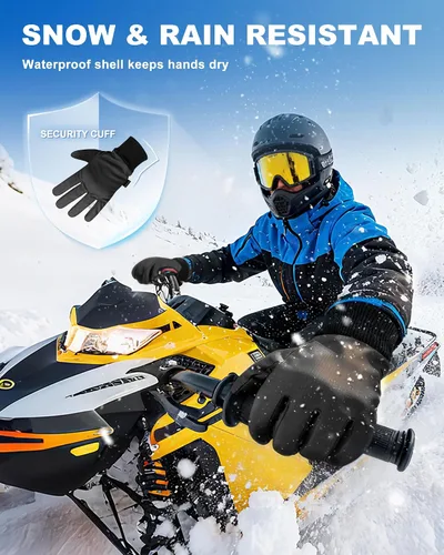 Miniatura 3 de Guantes de invierno para hombres y mujeres Moda nieve duradera impermeable piel sintética Fleecer Guantes de agarre térmico para pantalla táctil