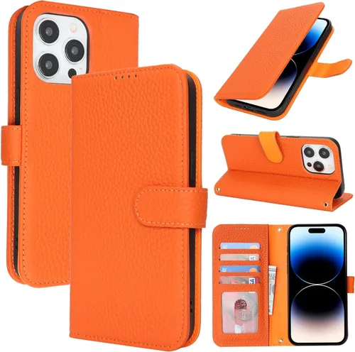 Miniatura 88 de Zouzt Funda para iPhone 11 de 6.1 pulgadas de piel auténtica con 4 ranuras para tarjetas, tarjetero con bloqueo RFID, tapa magnética, función atril