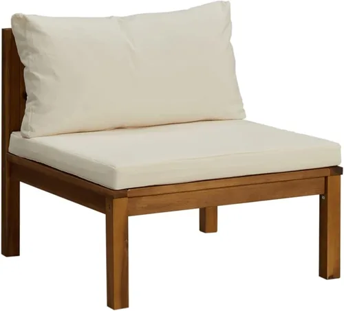 Miniatura 4 de 6 Piece Outdoor Patio Furniture Set, Modular Acacia Wood Garden Lounge Set with Weather Resistant Cushions, Cream Brown Modern Seating for Balcony