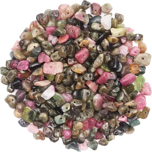 Miniatura 22 de 500 piezas Cuentas de piedra de chip natural, Alabastro 5-8 mm Piedras preciosas irregulares curativas de cristal sueltas con agujero perforado