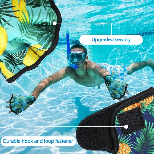 Miniatura 5 de Honoson 2 pares de guantes de natación para mujer, guantes aeróbicos acuáticos, resistencia al agua, malla para hombres y mujeres, unisex