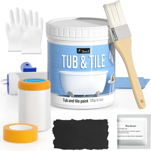 DWIL Pintura para Azulejos, Kit de Renovación de Bañera y Azulejos con Herramientas, Pintura para Bañera a Base de Agua y Bajo Olor, Fácil de Usar