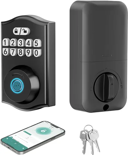 Miniatura 2 de Cerradura de puerta inteligente - Entrada sin llave con huella dactilar/Bluetooth APP control/contraseña, bloqueo automático, código de una sola