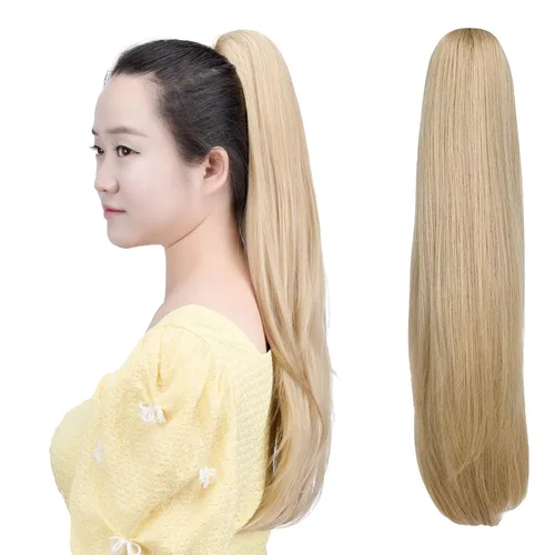 Miniatura 58 de Extensión de cola de caballo negra con clip de garra, ondulada, 10 pulgadas, 3.5 onzas, sintético, como verdaderos, postizos, para mujer, Yaki