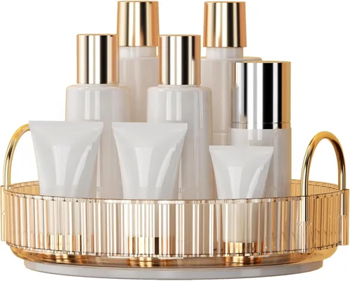 YCIA&DONE Organizador de maquillaje giratorio de 360 grados y almacenamiento para encimera de tocador de 1 nivel, organizadores de cosméticos,