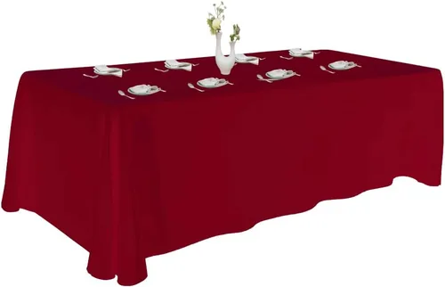Miniatura 26 de Urby Mantel negro para mesas rectangulares de 6 a 8 pies con capacidad para 6 a 8 personas, manteles de mesa de tela para fiestas de 6 a 8 sillas