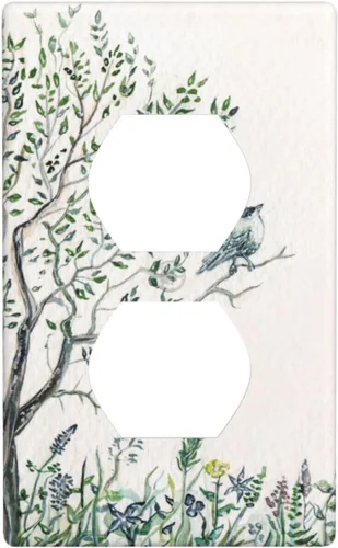 Miniatura 43 de Cubierta decorativa para interruptor de luz de eucalipto tostado, placa de pared de doble palanca, acuarela, hojas marrones, planta con cubierta