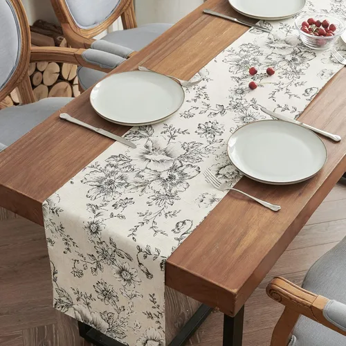 jinchan Camino de mesa de lino floral para cocina, granja, 13 x 90 pulgadas, para isla de cocina, mesa de comedor, decoración interior y exterior, 1