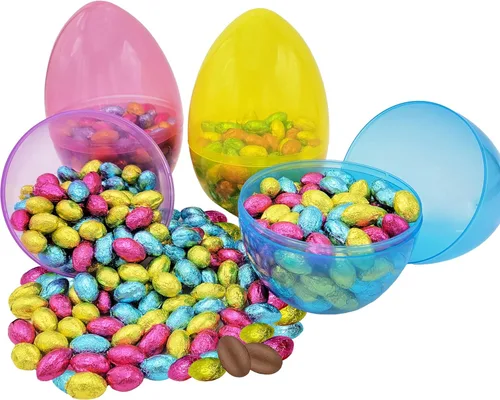 Miniatura 5 de The Dreidel Company Huevos de Pascua masivos de plástico brillante y translúcidos, perfectos para la caza de huevos de Pascua, colores surtidos