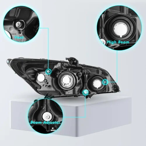 Miniatura 4 de TUSDAR Reemplazo del conjunto de faros delanteros para Honda Civic 2014-2015 de 2 puertas Coupé, carcasa negra, reflector ámbar (L+R)