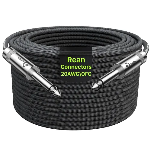 Miniatura 13 de Cable de guitarra de 1.5 pies, paquete de 2 unidades, nailon trenzado anti-torceduras reforzado con Kevlar, conector Neutrik REAN, calibre 20