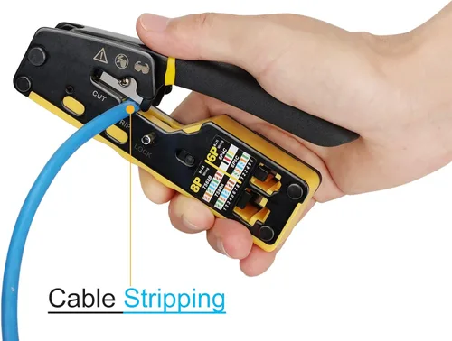 Miniatura 8 de Kit de herramientas de engaste RJ45 Solsop para paso de Ethernet, crimpadora CAT5 Cat5e Cat6