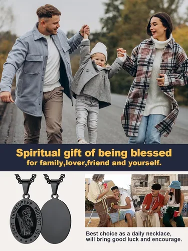 Miniatura 150 de U7 Saint Benedict/Michael Medal Necklace, 316L Stainless Steel Virgin Mary Necklace for Men Women, Bible Verse Protection Necklace Catholic