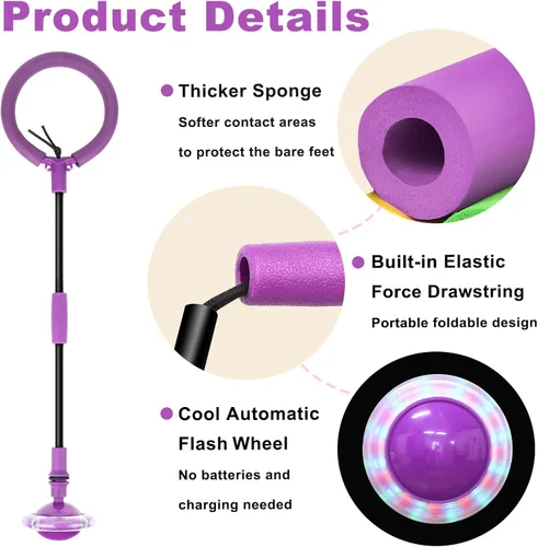 Miniatura 4 de Hewog Bola de Salto para Niños, Juguetes Deportivos de Fitness con Rueda Giratoria, Colorida y Plegable, Portátil, para Niñas y Niños. Juguetes