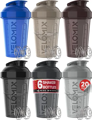 Miniatura 10 de VELOMIX -PAQUETE DE 6- Vasos Agitadores para Batidos de Proteínas de 20 oz - 6x Batidor de Alambre Botella Agitadora de Proteínas a Prueba