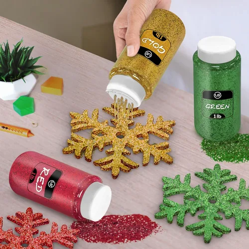 Miniatura 6 de Purpurina navideña para manualidades, 1 libra cada una (4 libras en total) con purpurina fina para manualidades, paquete de 4 confeti de Navidad