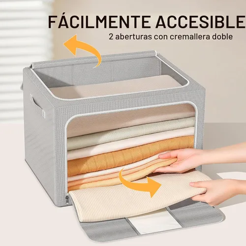 Miniatura 4 de Contenedores de almacenamiento de ropa con marco de metal, caja de almacenamiento plegable, organizadores de ropa, contenedores de almacenamiento