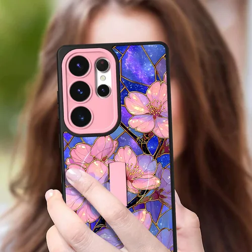 Miniatura 7 de Funda magnética compatible con Samsung Galaxy S25 Ultra para mujeres y hombres, estética flor de durazno, correa de muñeca ajustable incorporada