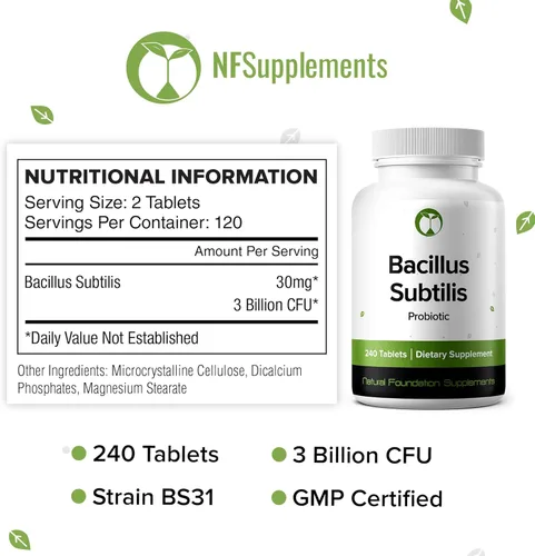 Miniatura 8 de Bacillus Subtilis Probiótico 240 Tabletas (suministro para 4 meses) – Cepa investigada BS31 – 3 mil millones de UFC – Salud digestiva y apoyo