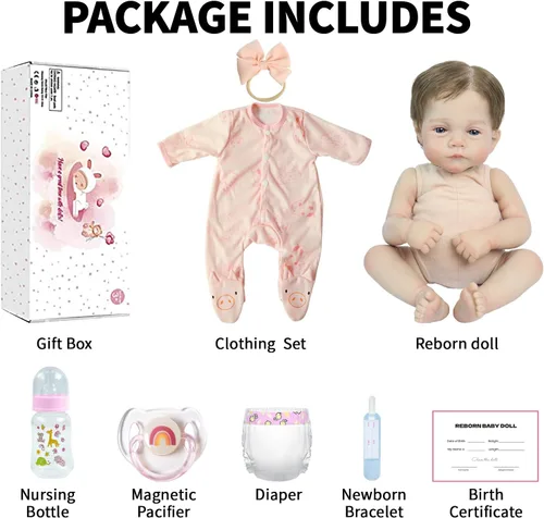 Miniatura 5 de SCOM Muñecas de Bebé Reborn Realistas - Muñecas de Bebé Recién Nacido Realistas de 18 Pulgadas Adorable Niña, Muñeca de Bebé de la Vida Real