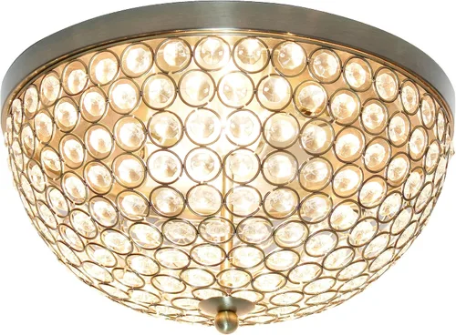 Miniatura 4 de Diseños elegantes FM1000-ABS Lámpara de techo de cristal en forma de elipse de 13 pulgadas moderna de metal con 2 luces en forma de cuenco