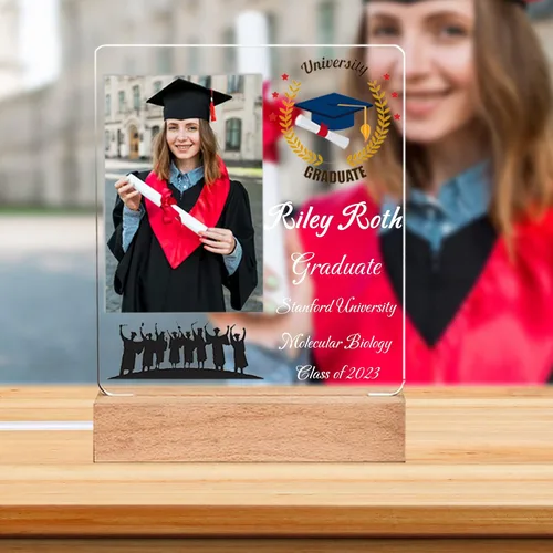Placa acrílica personalizada con foto de graduado, placa de graduación con foto personalizada, regalos de graduación personalizados para ella,