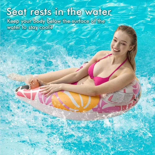 Miniatura 7 de OKSUWATER - Paquete de 4 flotadores de piscina para adultos, con dos portavasos, flotadores inflables para piscina, flotadores de lago para adultos