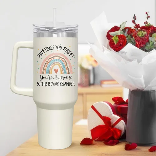 Miniatura 4 de AXIARA Regalos inspiradores para mujeres, vaso aislado de 40 onzas con popote y asa, regalos de aliento de agradecimiento para mujeres, amigas