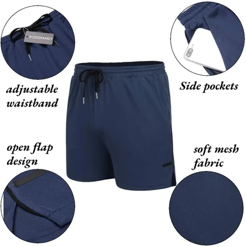 Miniatura 5 de COOFANDY Paquete de 2 pantalones cortos de entrenamiento de gimnasio para hombre, pantalones de malla ligeros para culturismo, entrenamiento