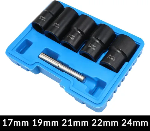 Miniatura 3 de DPTOOL Juego de llaves de tuerca de llanta, extractor de tuercas peladas con bloqueo de rueda, viejo oxidado, dañado, perno de emergencia, quitar