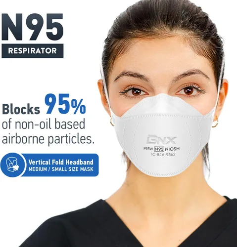 Miniatura 7 de BNX Máscara N95 certificada por NIOSH fabricada en Estados Unidos, máscara facial protectora con respirador de partículas, triple taza/estilo pez