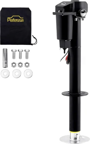 Gato de lengua eléctrico de remolque con marco en A de 12 V, capacidad de elevación de 3500 libras, viaje de 18 pulgadas, añade 4.5 pulgadas con el