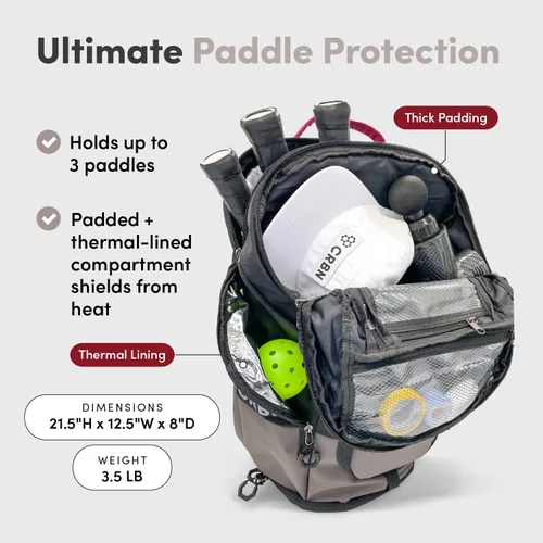 Miniatura 2 de CRBN Pickleball - Backpack - Pro Team Pickleball Bag - Padded Compartment with Space for 3 Paddles, Shoes & More