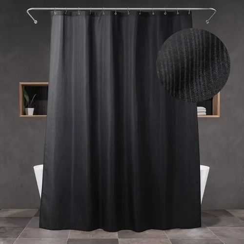 Cortinas de ducha negras para baño: 72 pulgadas, repelente al agua, lavable, estilo lino, cortina de ducha de tela de ducha - Elegante cortina de