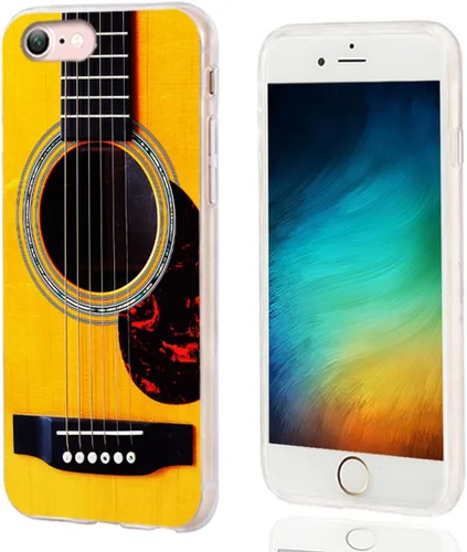 Miniatura 3 de Funda protectora completa delgada y suave de TPU transparente para iPhone SE 2022/2020, iPhone 8/7/6S/6 - Diseño de música divertida guitarra