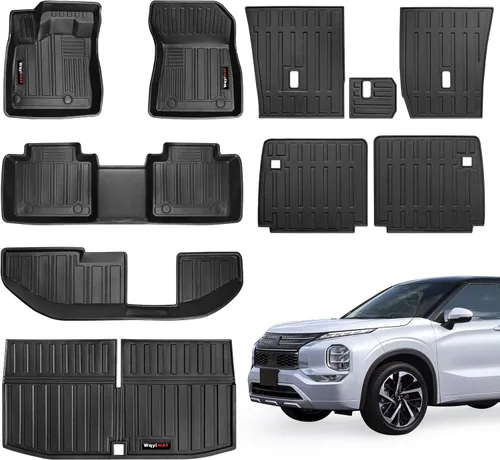 Juego de alfombrillas personalizadas de 3 filas y forro de carga y 2ª y 3ª alfombrilla de respaldo para Mitsubishi Outlander 2022 2023 2024 2025