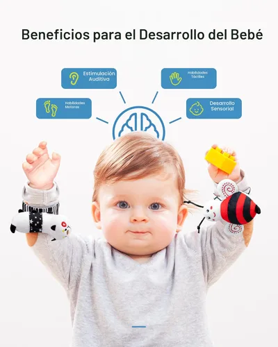 Miniatura 4 de Infinno Juego de calcetines y pulseras de sonajero para bebés de alto contraste, regalo ideal para recién nacidos de 0 a 12 meses, juguetes en Negro