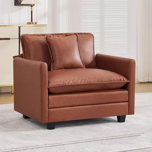 Miniatura 21 de Otomán de Sofá Moderno de Chenille Nube de 35'', Otomán Rectangular para Sofá Seccional Modular, Beige
